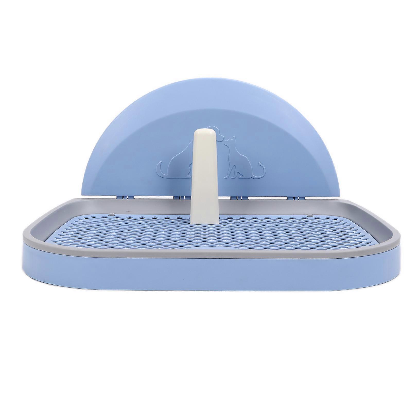 Pet Toilet Portable Mesh Dog Potty Tray with Removable Post and Wall Cover for Cats and DogsSky Blue