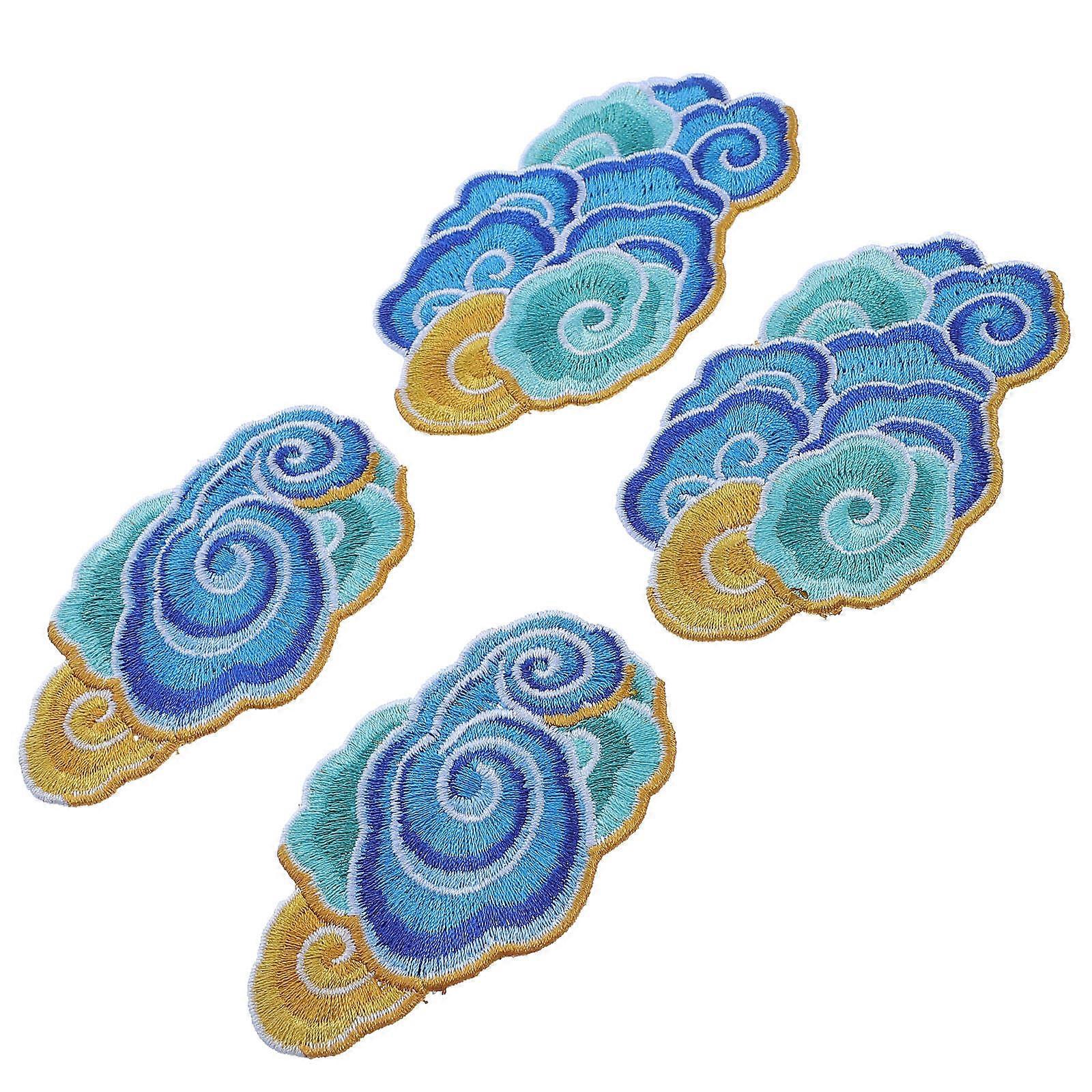 Cloud Shape Embroidery Patches 4PCS Colorful Applique Sew On Patches for Clothing, Coats, Hats, Curtains & Crafts Random Styles