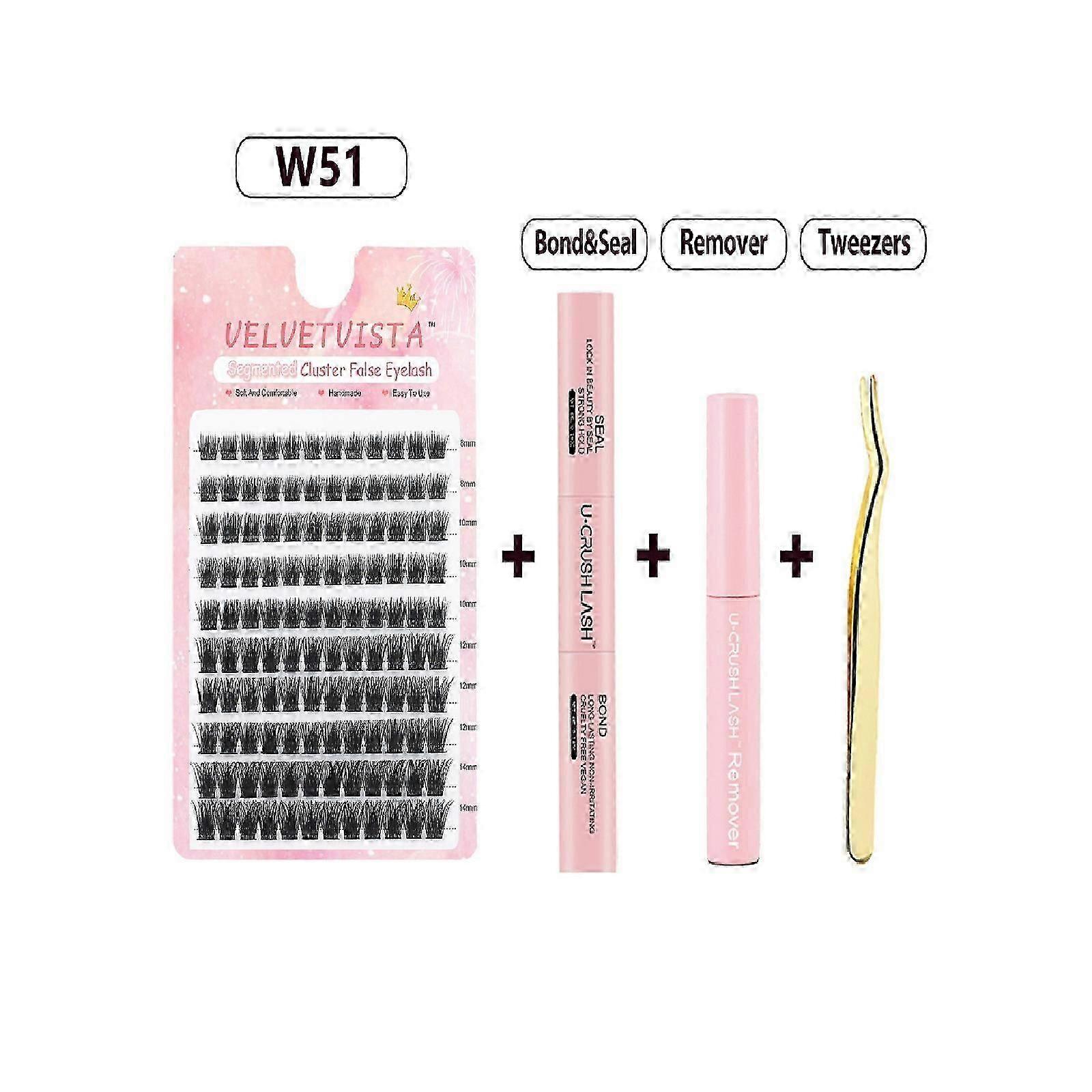 Lash Extension Kit, Lash Clusters DIY Individual Lashes Eyelash Extension Kit, D Curl Volume Cluster Lashes Wispy with Long Lasting Lash Bond and Lash