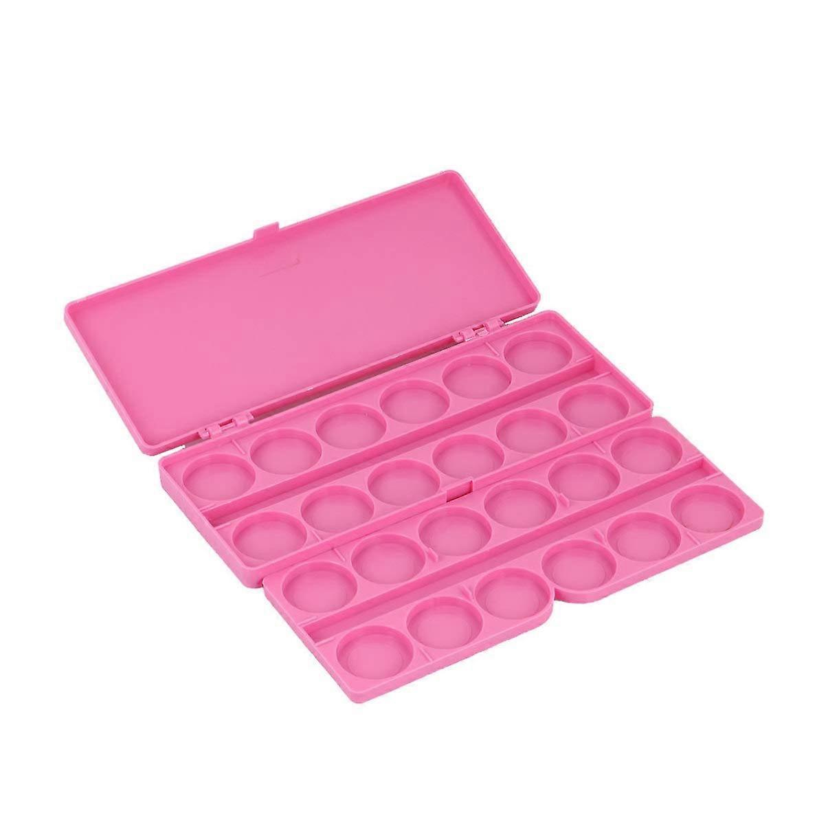 Manicure Watercolour Mixing Palette Gouache Pigment Mixing Container Foldable Painting Box Pink 24 Compartments