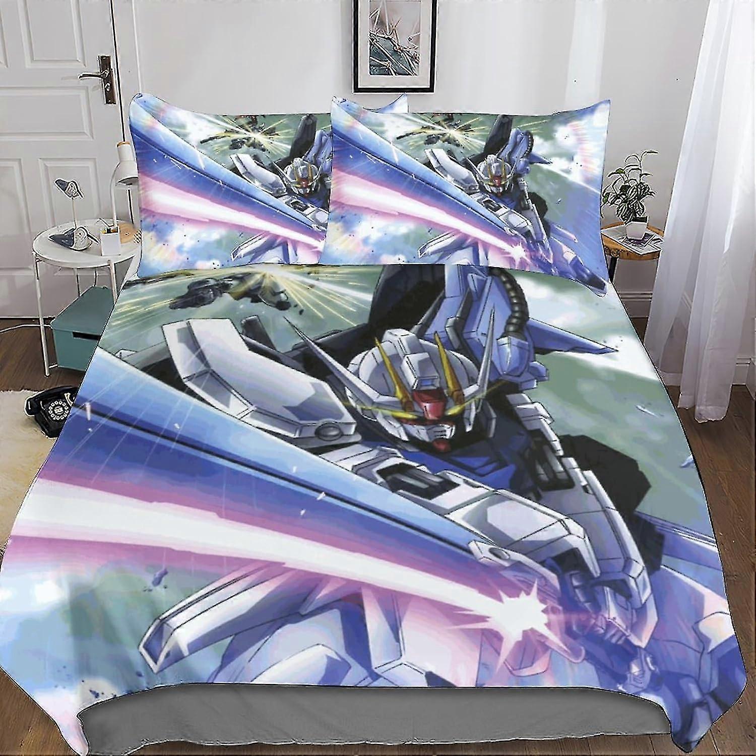 Anime 3-Piece Duvet Cover Set, 3D Bedding, Soft Microfiber Comforter Cover with Pillow Cases and Zipper for Adults