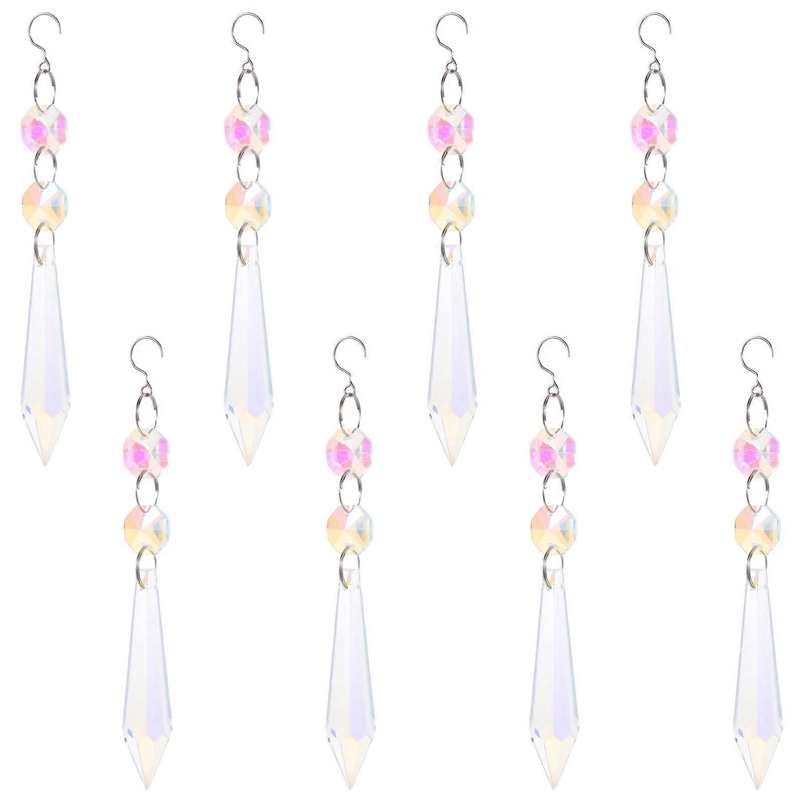 8pcs Crystal Sun Catcher Hanging Ornaments for Windows, Prism Pendants with Hooks for Office, Party & Christmas Decor