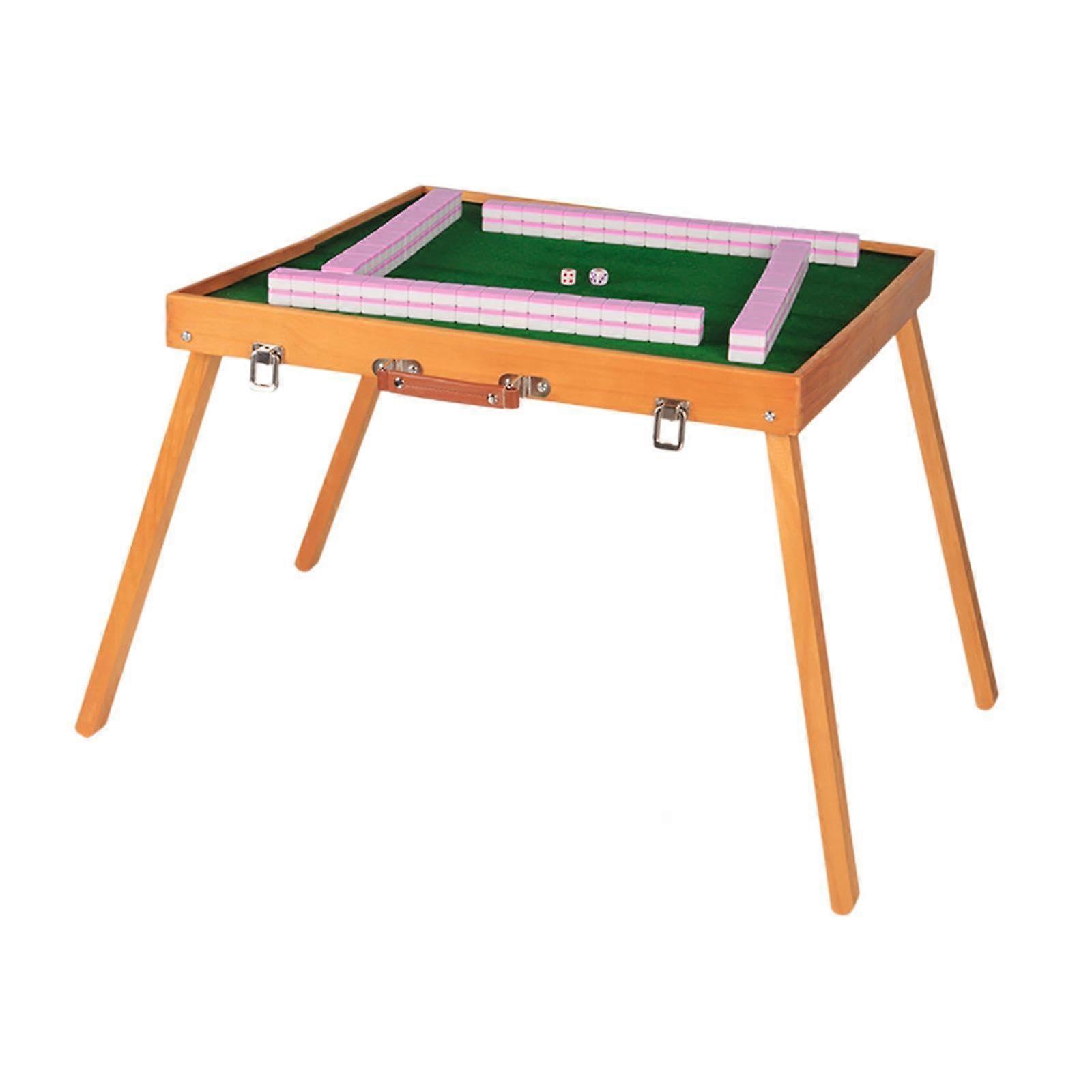 Portable Mahjong Set with Folding Table, Lightweight Traditional Game for Family Leisure and Picnics (Pink)