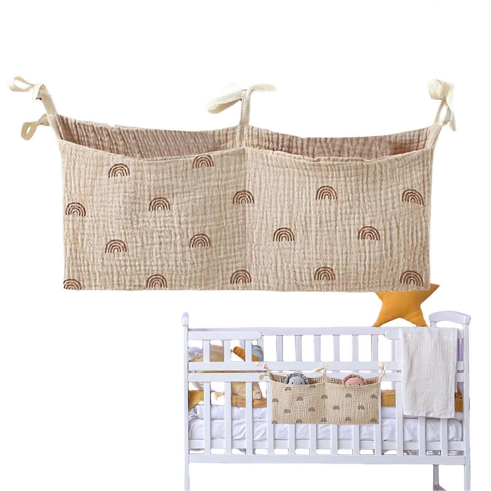 Generic Organizer for Baby Crib, Diaper Bag for Newborns with Pockets, Portable Accessory for Crib at Home and Travel for Nursery, Beige Yellow