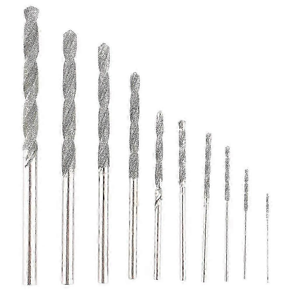 10-Piece Heavy Duty Diamond Drill Bits Set with Twist Diamond Tip - Mini Precision Drilling Tools for Glass, Tiles, and Ceramics