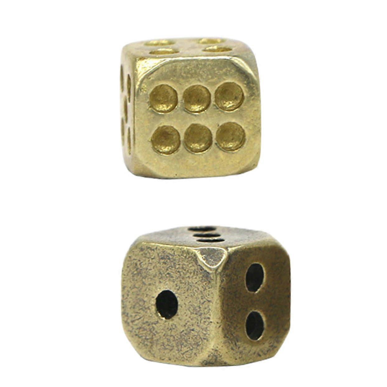 Brass Dice Set - 2-Piece Brass And Copper Dice For Games Barware Party Play Creative Learning