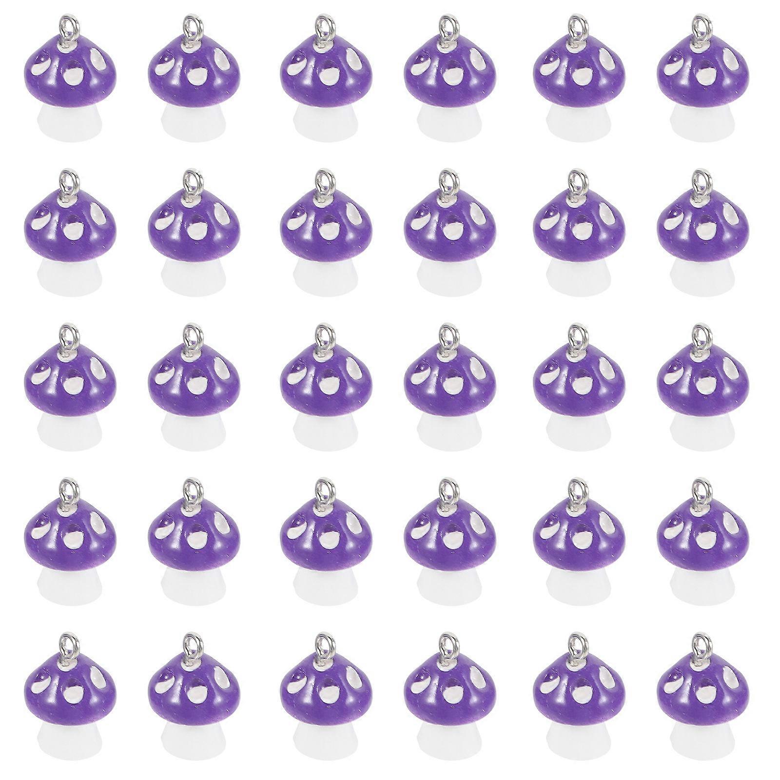 30pcs Purple Mushroom Pendants for DIY Jewelry Making Accessories 12MM Plastic