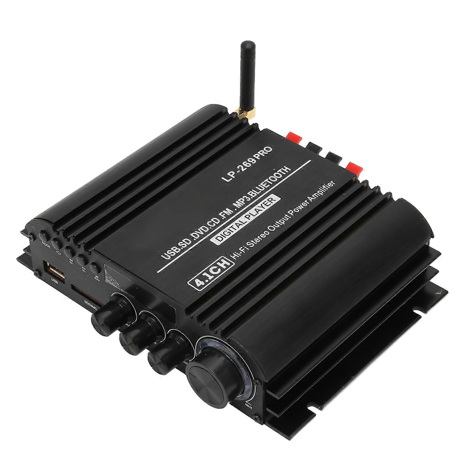 Bluetooth 5.0 Amplifier HiFi Stereo 4.1CH Lossless Multi Playback Amp Receiver System with Remote Control 100‑240V US Plug 