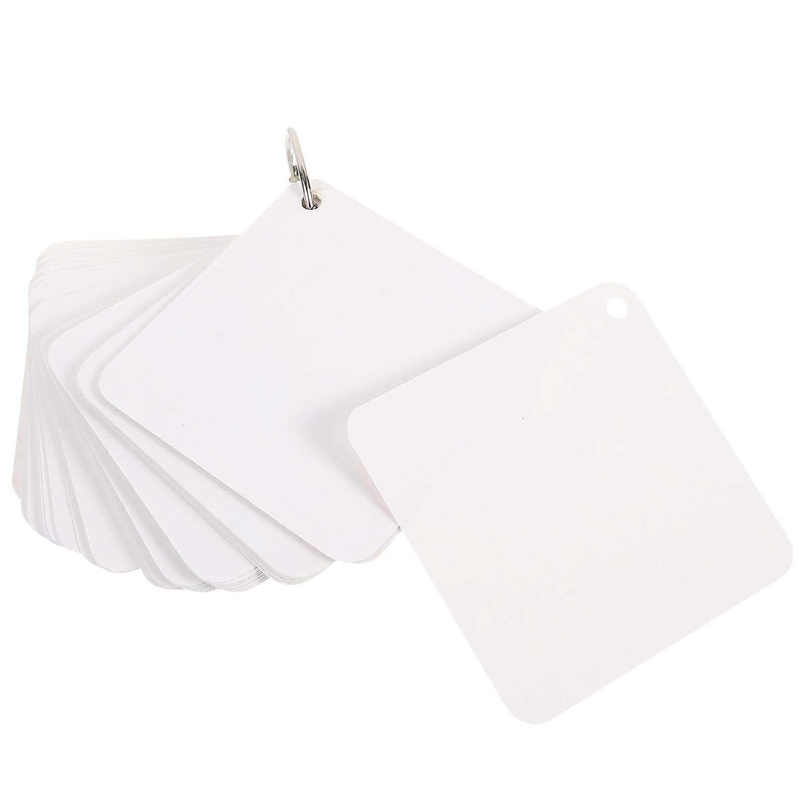White Flash Cards with Metal Binder Rings for Studying Pre-Punched Hole Note Cards Set for Home