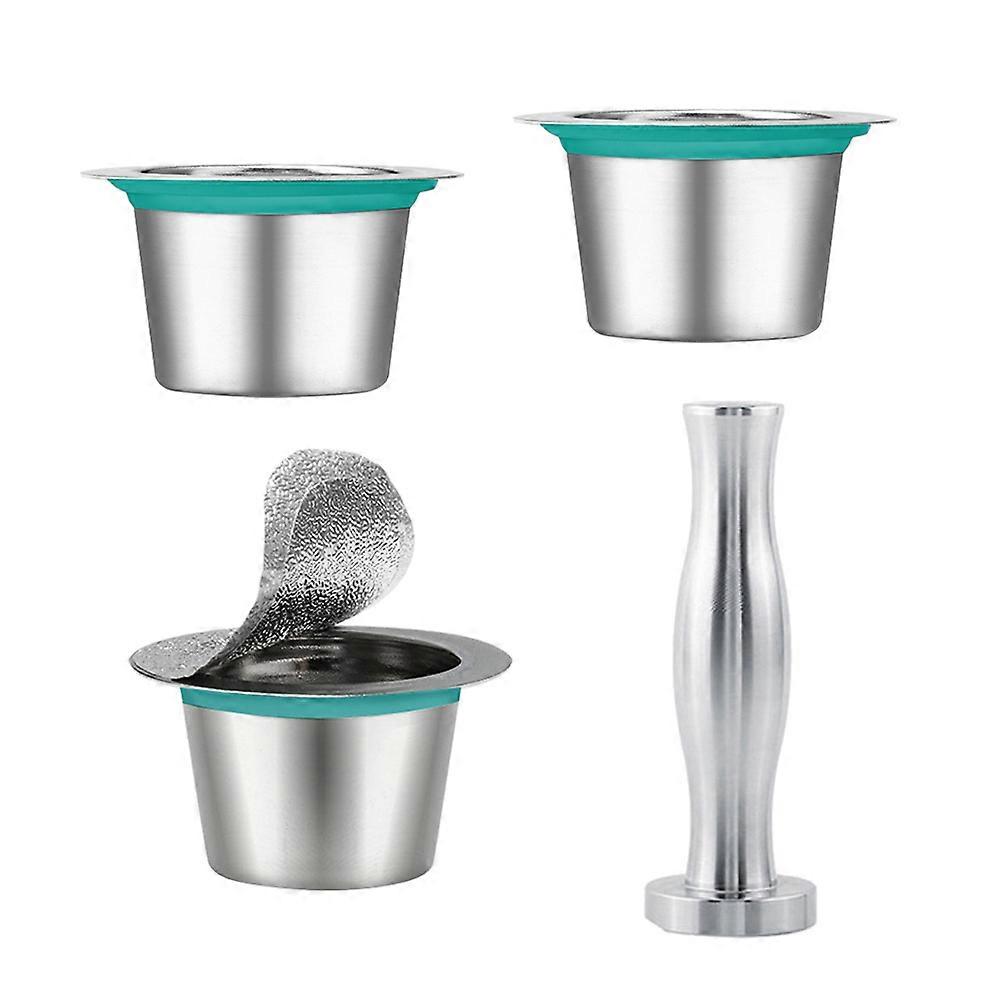 Stainless Steel Coffee Maker Kit with Reusable Capsules for Coffee Machine 3 Cups 1 Tamper Assorted