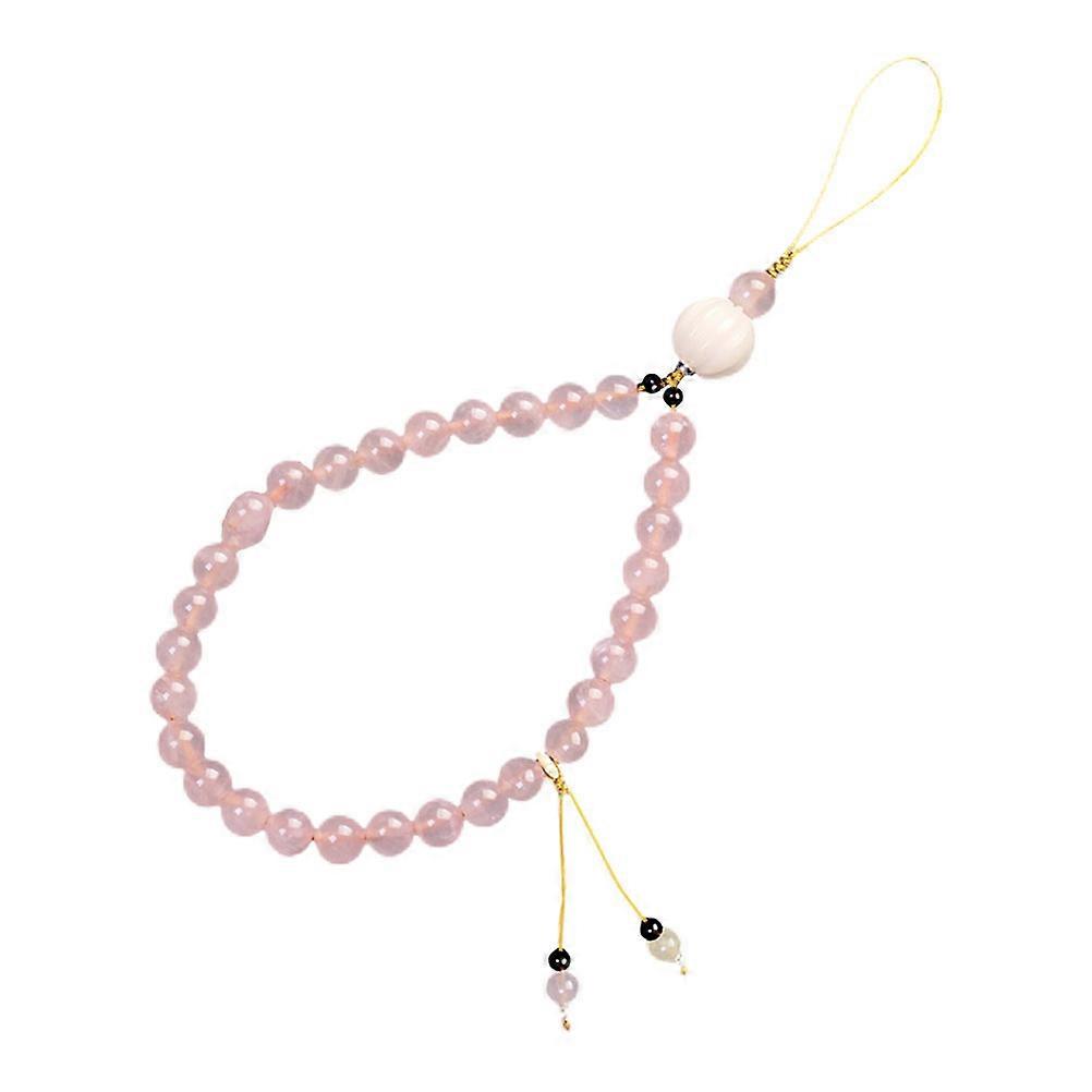 Decorative Phone Chain Beaded Natural Crystal Women Travel Pink 15X1CM Prevent Damage 1Pack