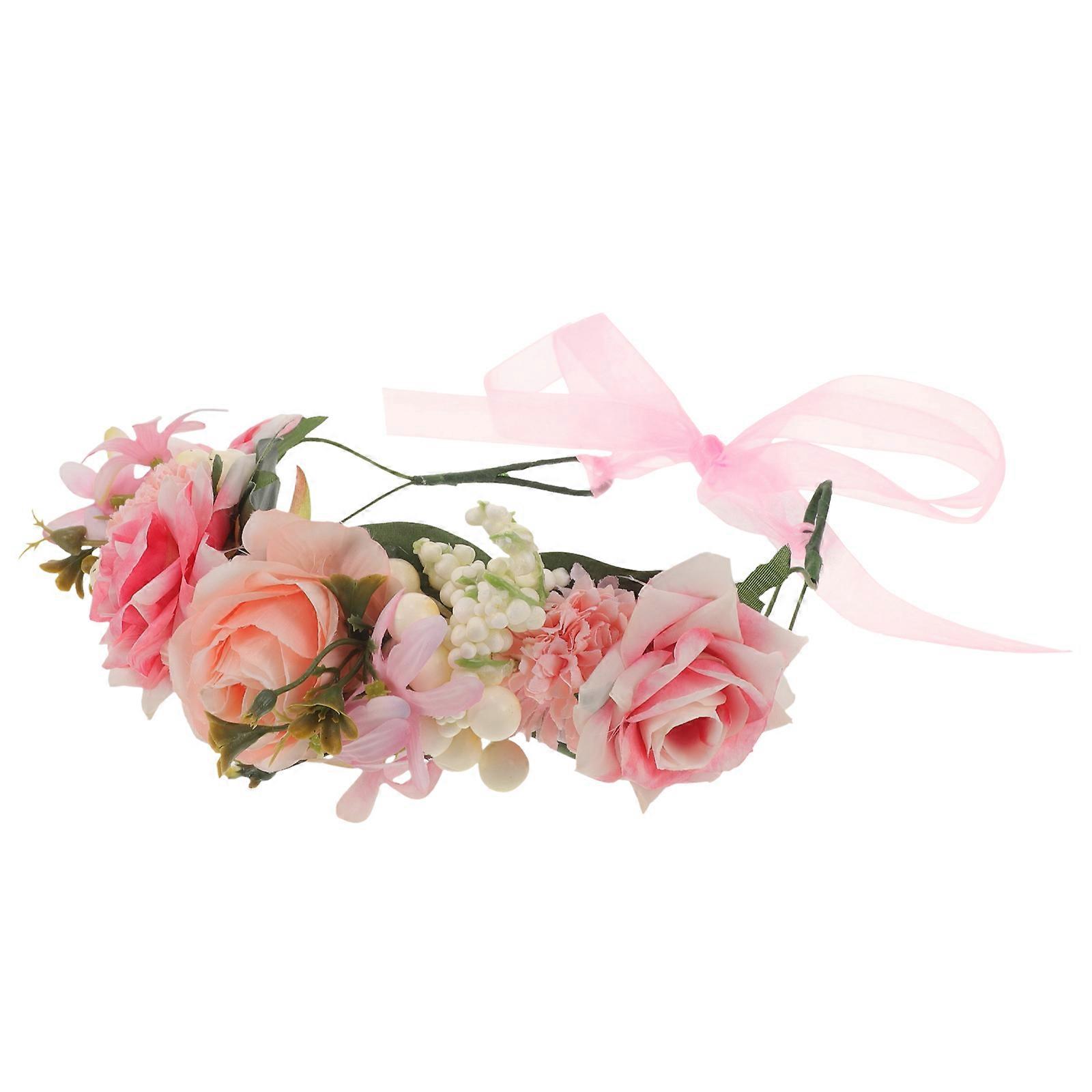 Holiday Headband Artificial Flower Headband Wreath Everyday Use Comfortable To Wear 1Pcs