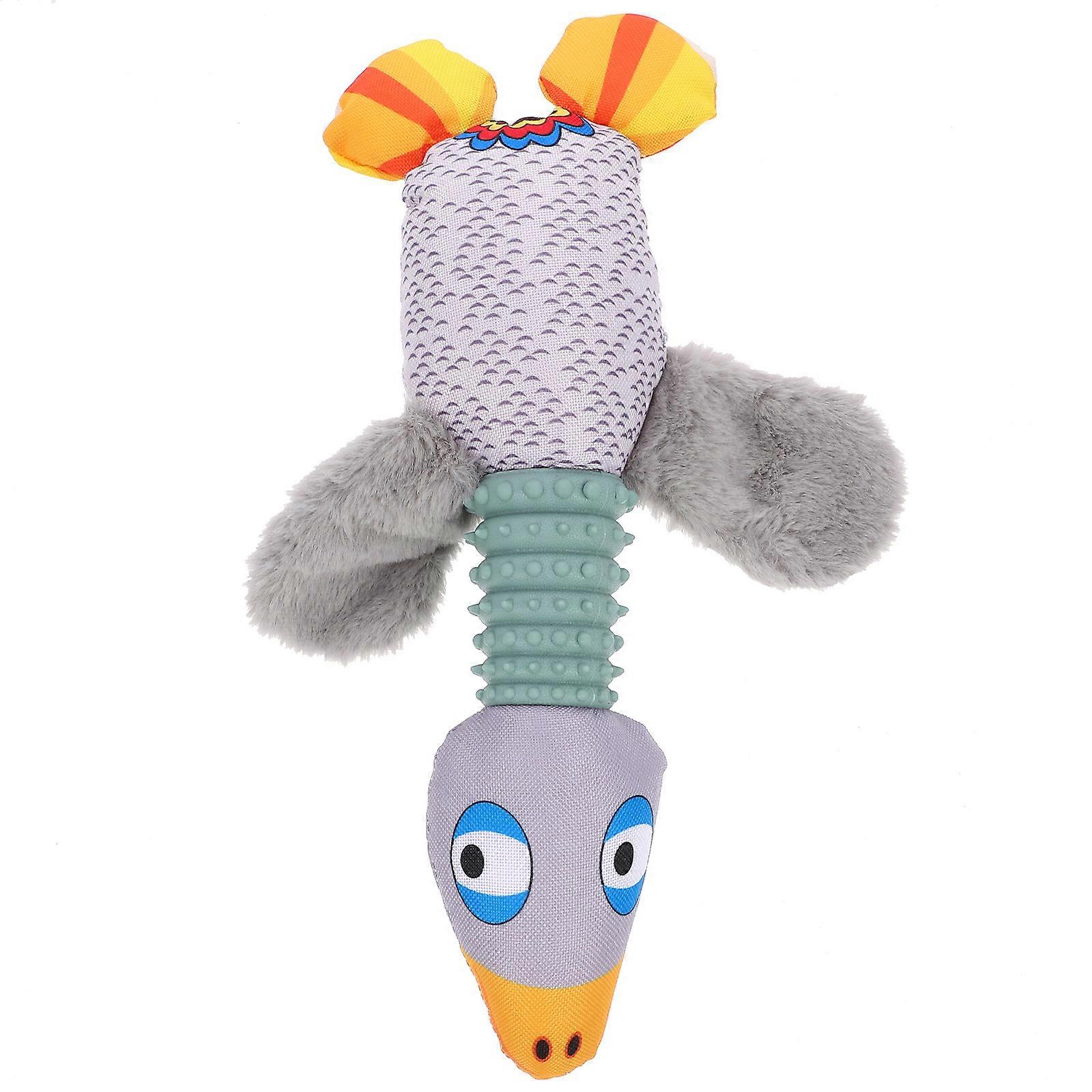 Cute Plush Dog Chew – Durable Squeaky Cartoon Toy for Puppy Teething & Teeth Grinding – Safe & Entertaining Animal Toy for Dogs – Light Grey