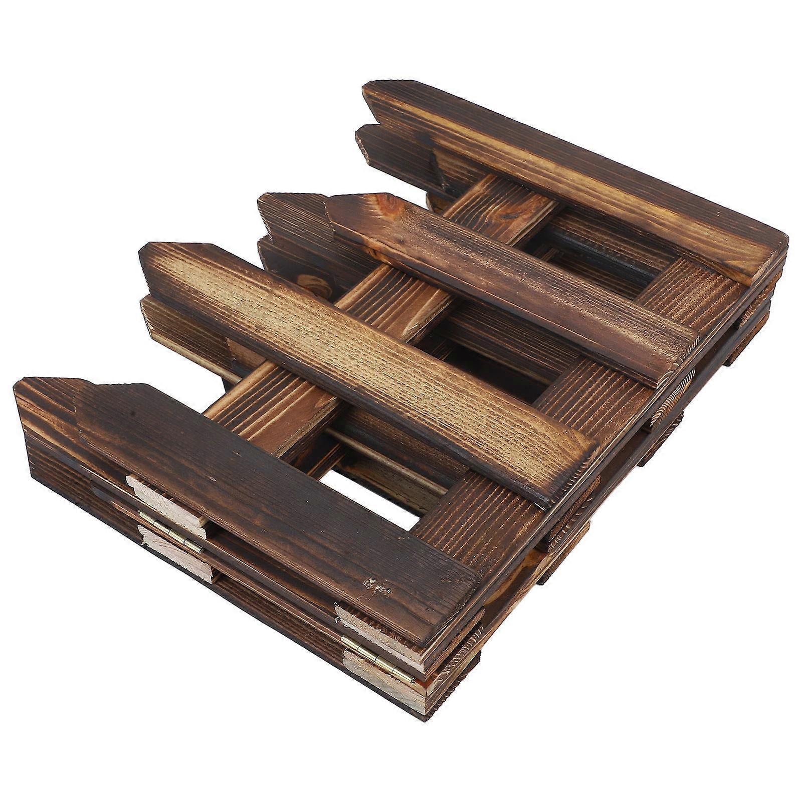 Balcony Fence Edging Wooden Fence For Garden Decor Square Shape Coffee Color Ensure Privacy 1Set