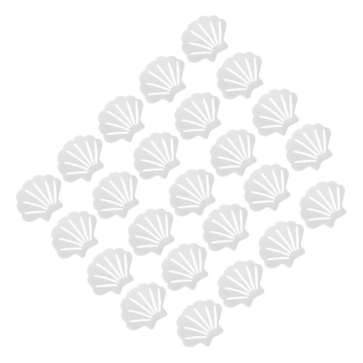 Bathroom Antislip Stickers with Shell Shape for Safety and Style White PEVA 24pcs