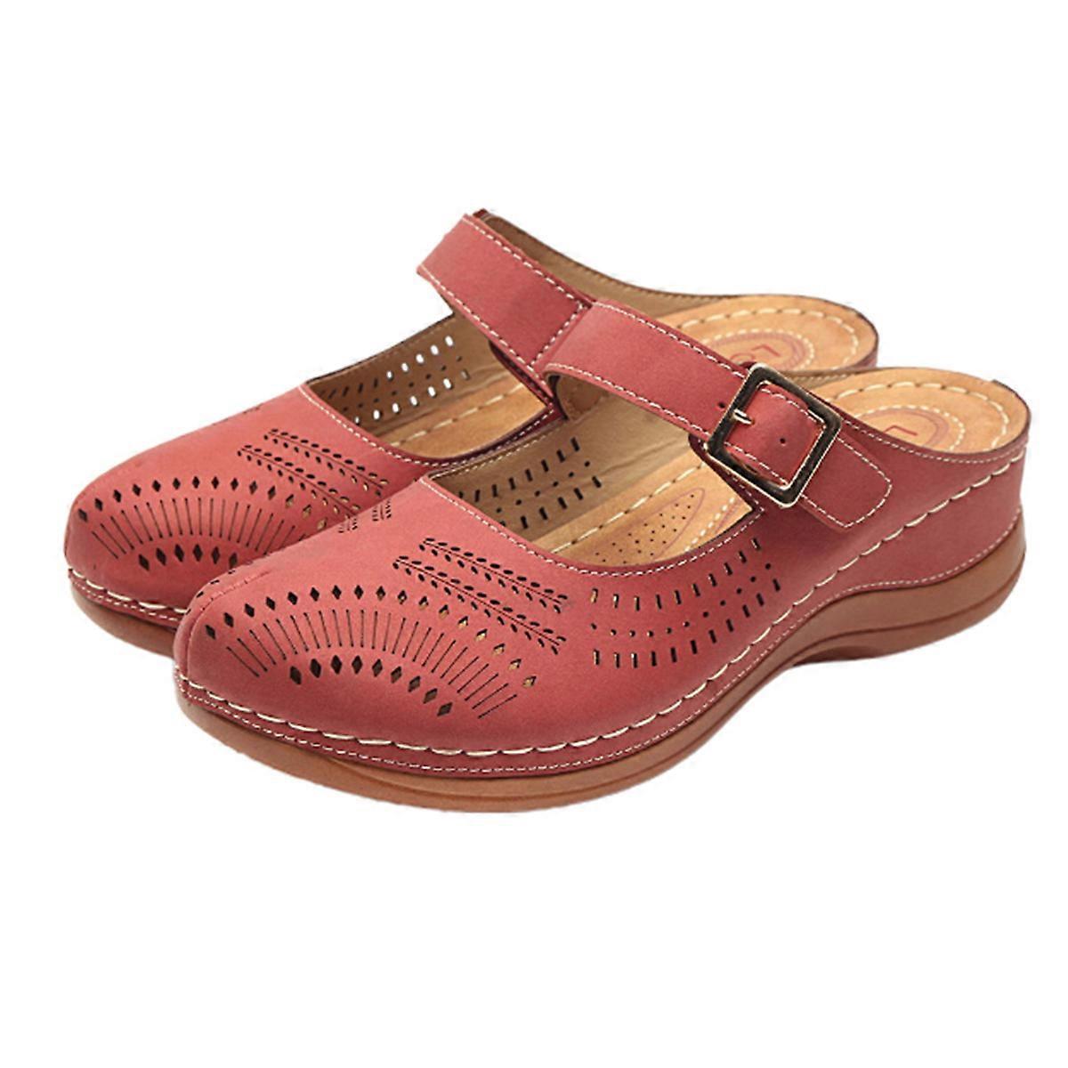 Hotel Style Slippers Casual Heel Slipper Red Wedge Design For Women Daily Use Comfortable Easy Wear 1Pair