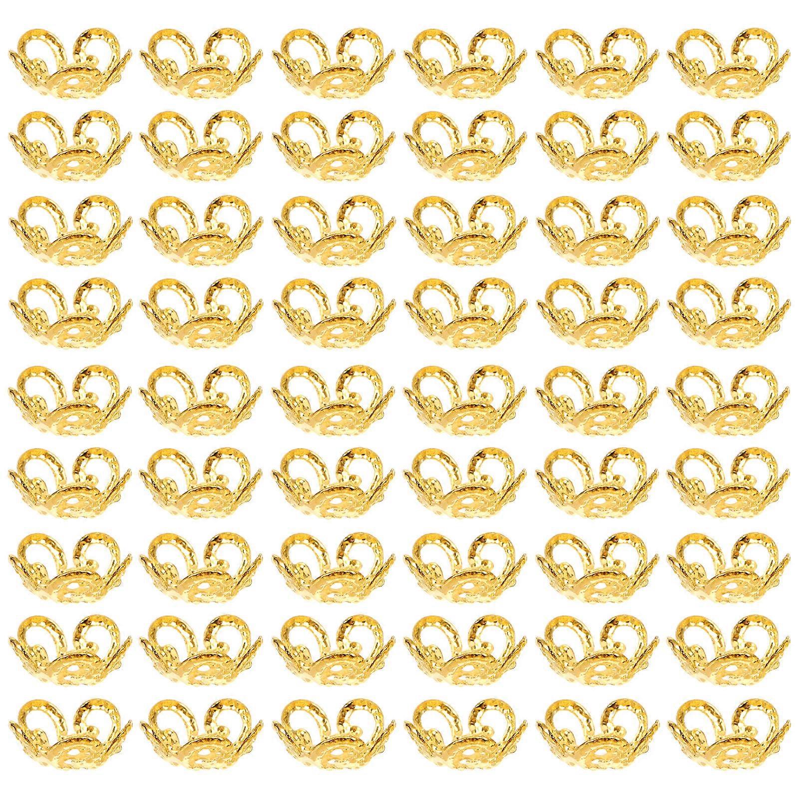Golden Iron Flower Bead Caps for Crafting Supplies and Decor 100pcs