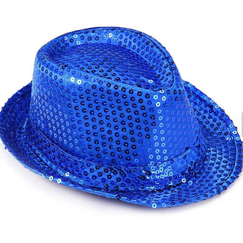 Jazz Hat Performance Props 2Pcs Blue Sequins Hats Suitable For Adults In Steampunk Party Events