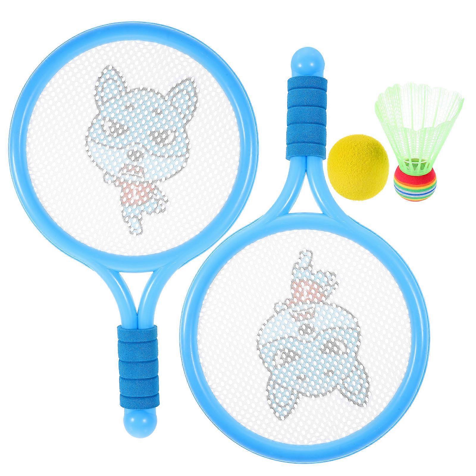 Portable Badminton Set with Lightweight Mesh Racket, Skid Resistant Handle for Outdoor Play, Fun Family Activity for All Ages, Random Color