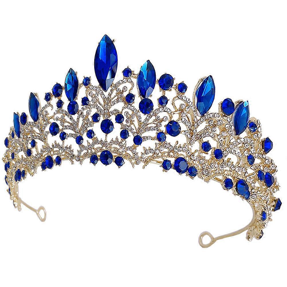 Blue Rhinestone Headband for Decoration with Elegant Design and Zinc Alloy Material 1 Piece