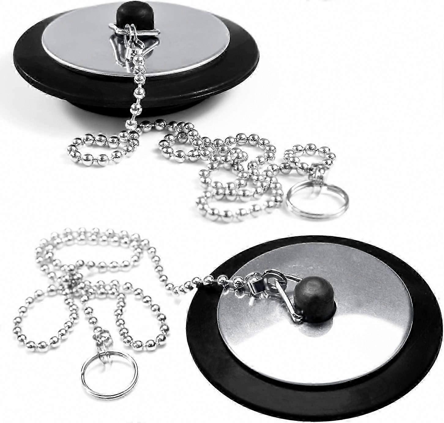 Sink Stoppers - Chrome & Rubber - Bathtub Stoppers - Drain Covers - 2 Pack