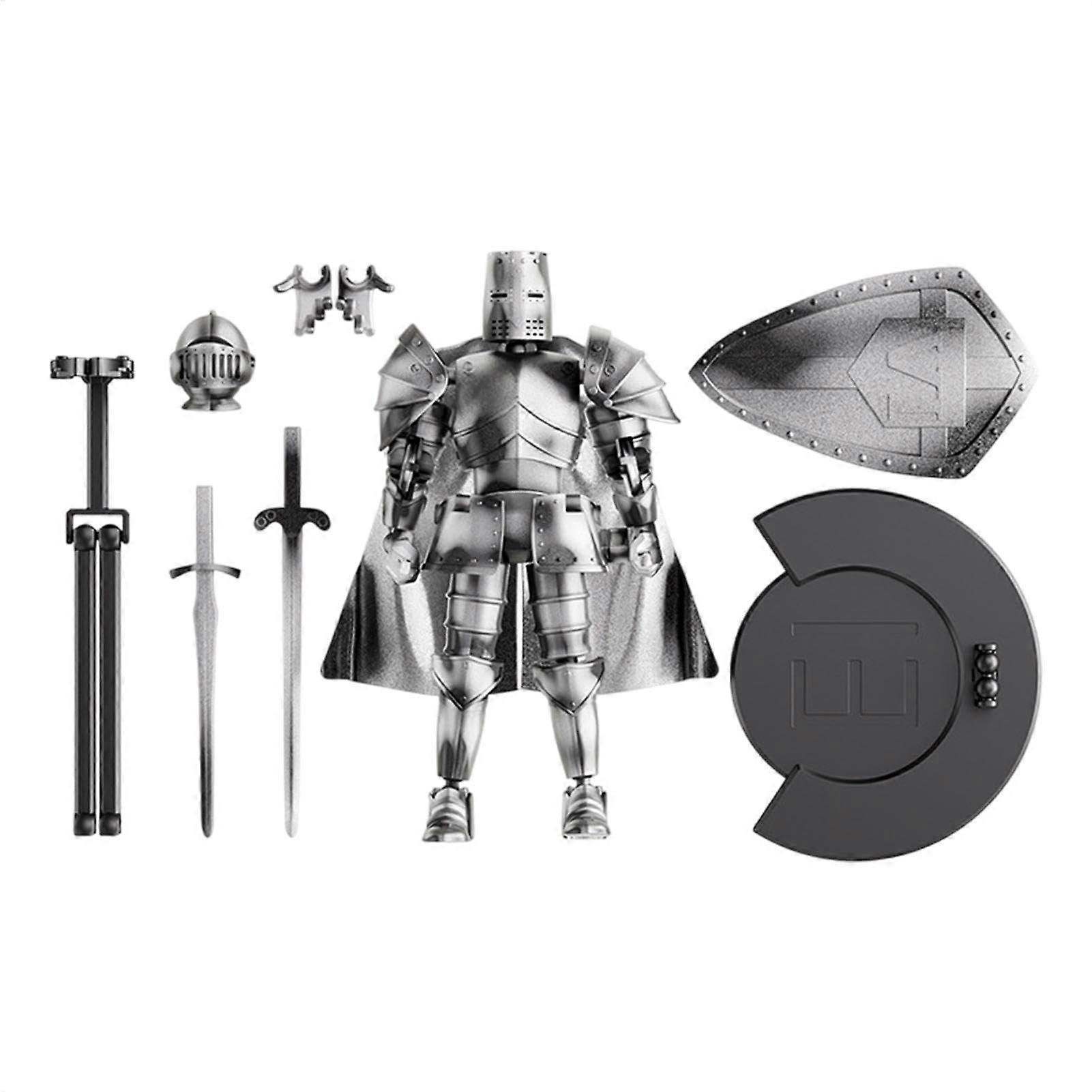 Actionfigur Modell Medieval Full-Body Robot Action Figure Flexible Movable 360-Degree Head Silver Desktop Display