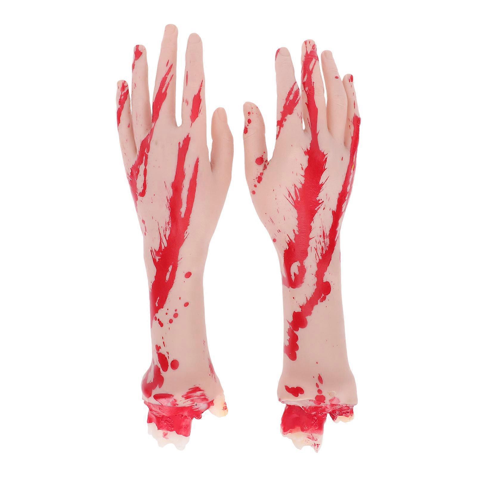 Hyper Realistic Halloween Fake Hands Severed Human Arms Props for Scary Haunted House Party Decorations and Photography