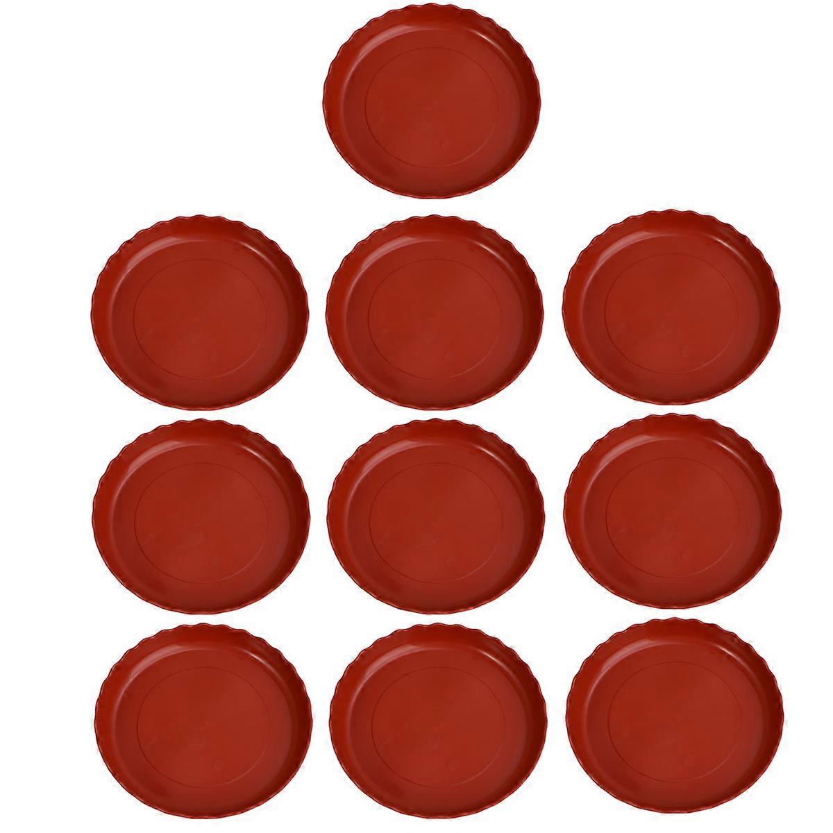 Lotus Leaf Shape Plant Pot Saucer for Protecting Surfaces with Bonsai 10PCS Red PP
