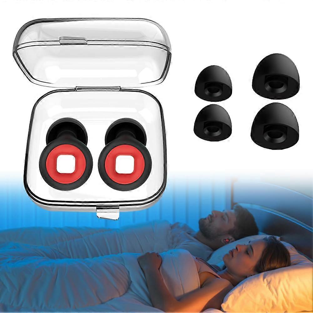 Artvive Snoring Silent Ear Plugs For Sleeping Reusable With 2 Pairs Of Ear Caps Noise Protection Black