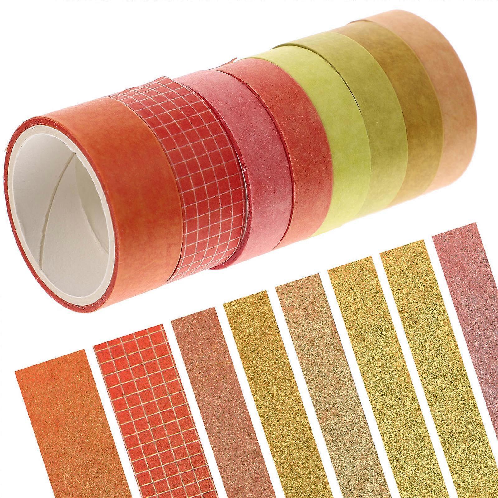 Decorative Washi Tapes 8Pcs Yellow For Photo Framing DIY Crafts Students Artists Scrapbooking