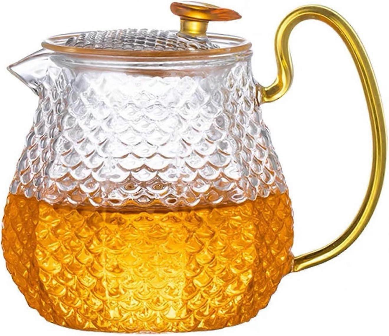 유리 찻주전자, 600ml, 차, 꽃차, 티백용 탈착식 붕규산 유리 필터 커버