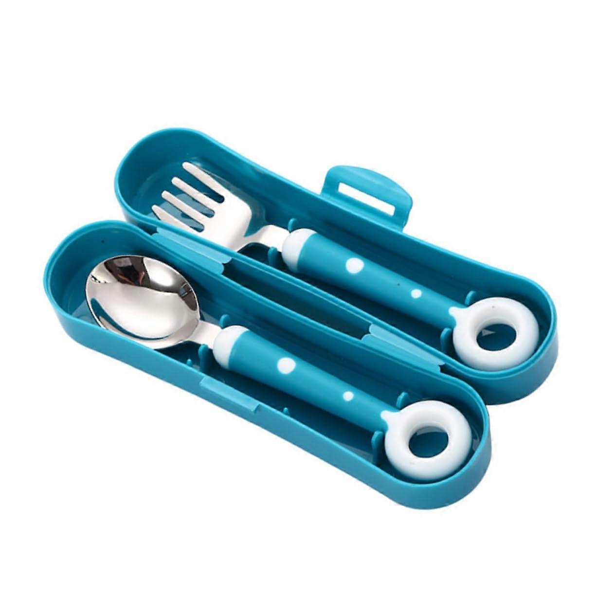 Feeding Spoon Learning Fork Cutlery Set for Boys with Non-Slip Handle and LED Weaning Tool for Developing Dexterity