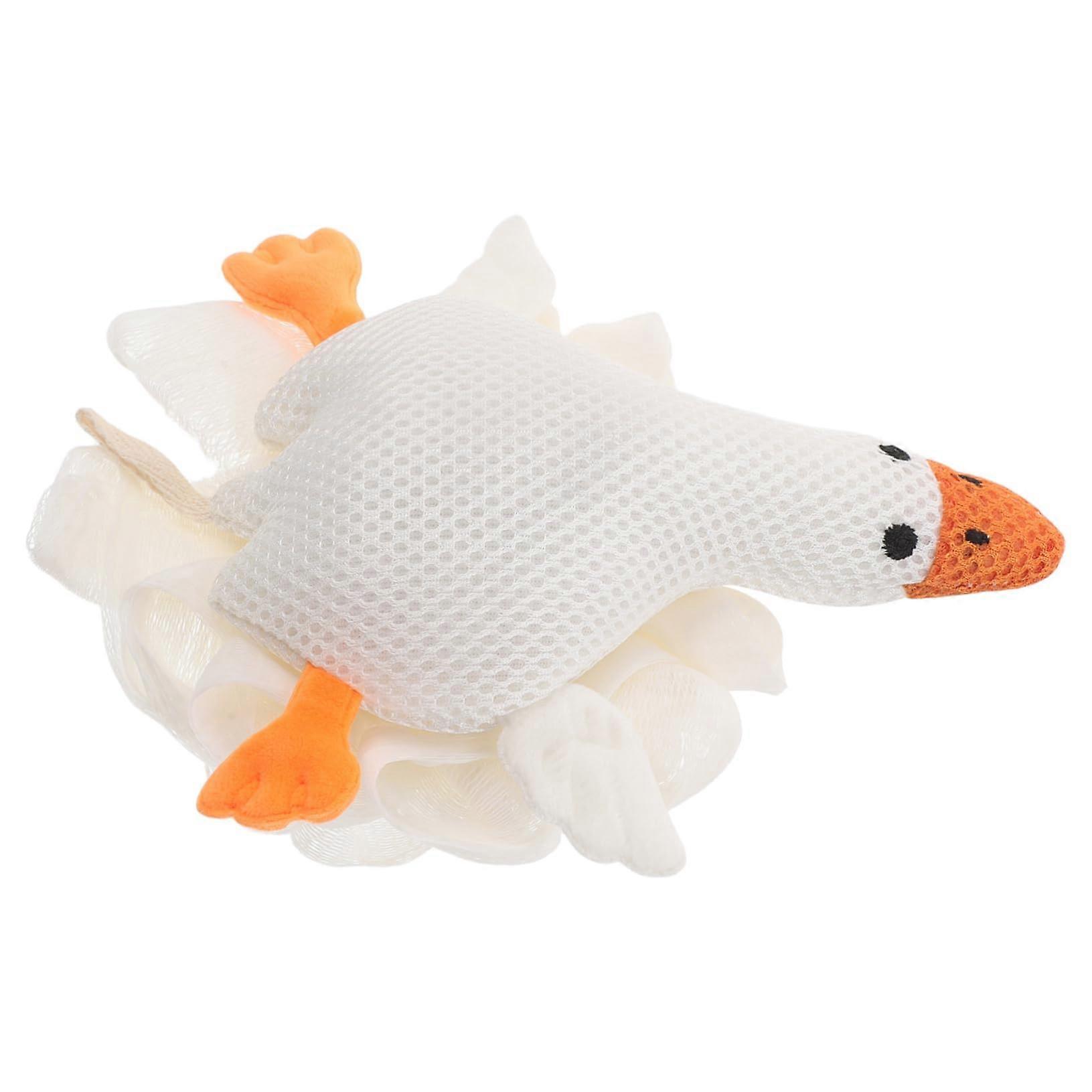 Goose Shaped Bath Sponge Large, Soft Animal Loofah, Exfoliating Mesh Pouf For Rich Foam And Full-Body Cleaning Shower