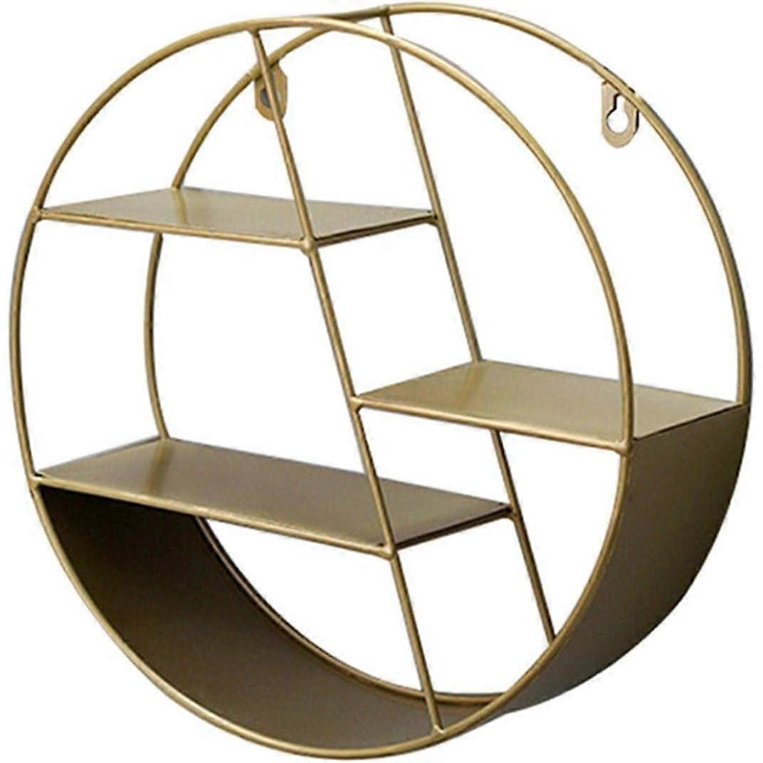 Round 3-Panel Metal Mesh Wall Shelf for Living Room