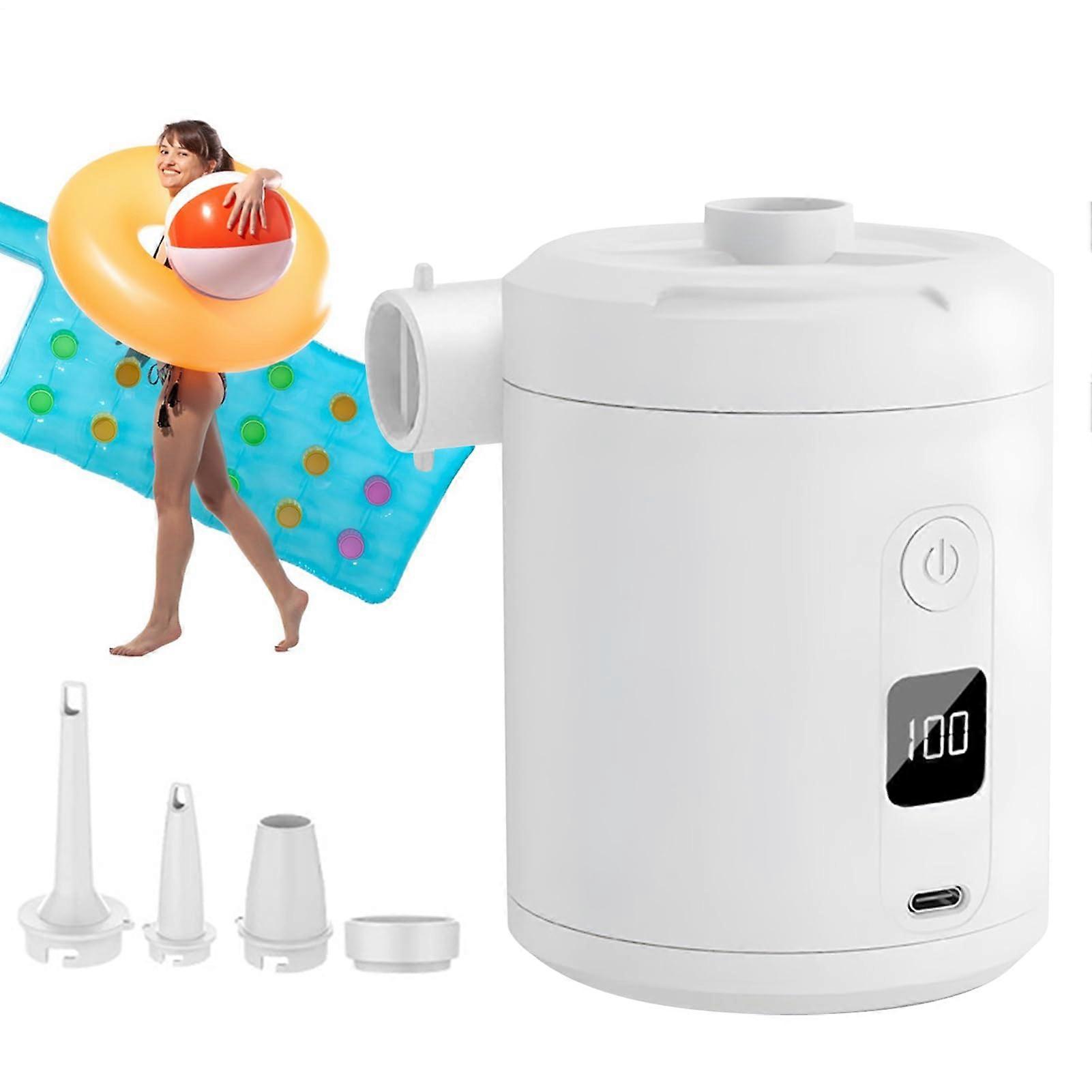 Portable Electric Air Pump 5200mAh Rechargeable Compressor 4000Pa Quick Inflation for Pool Beach Camping Travel