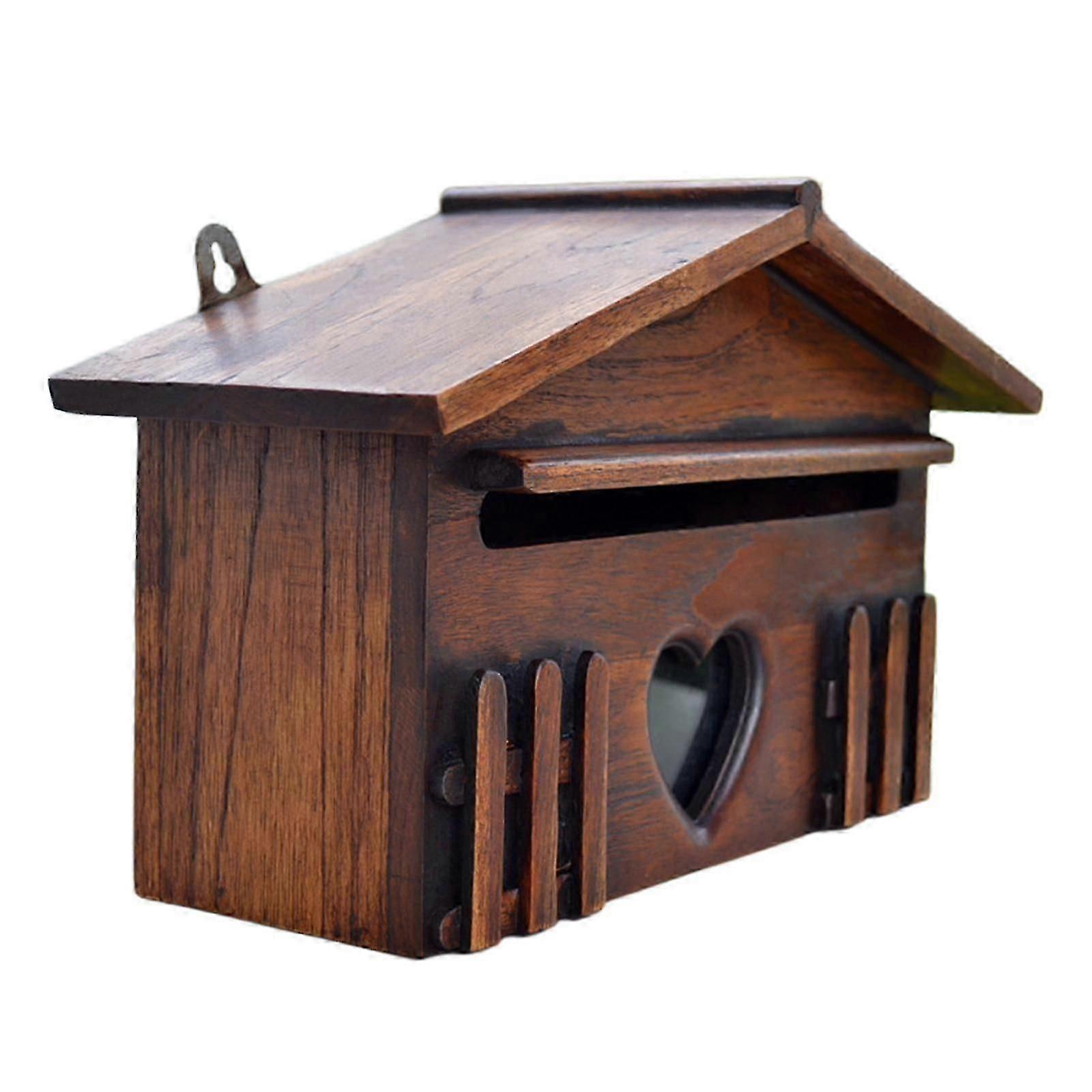 European Rustic Wooden Lockable Mailbox Front Letterbox Box