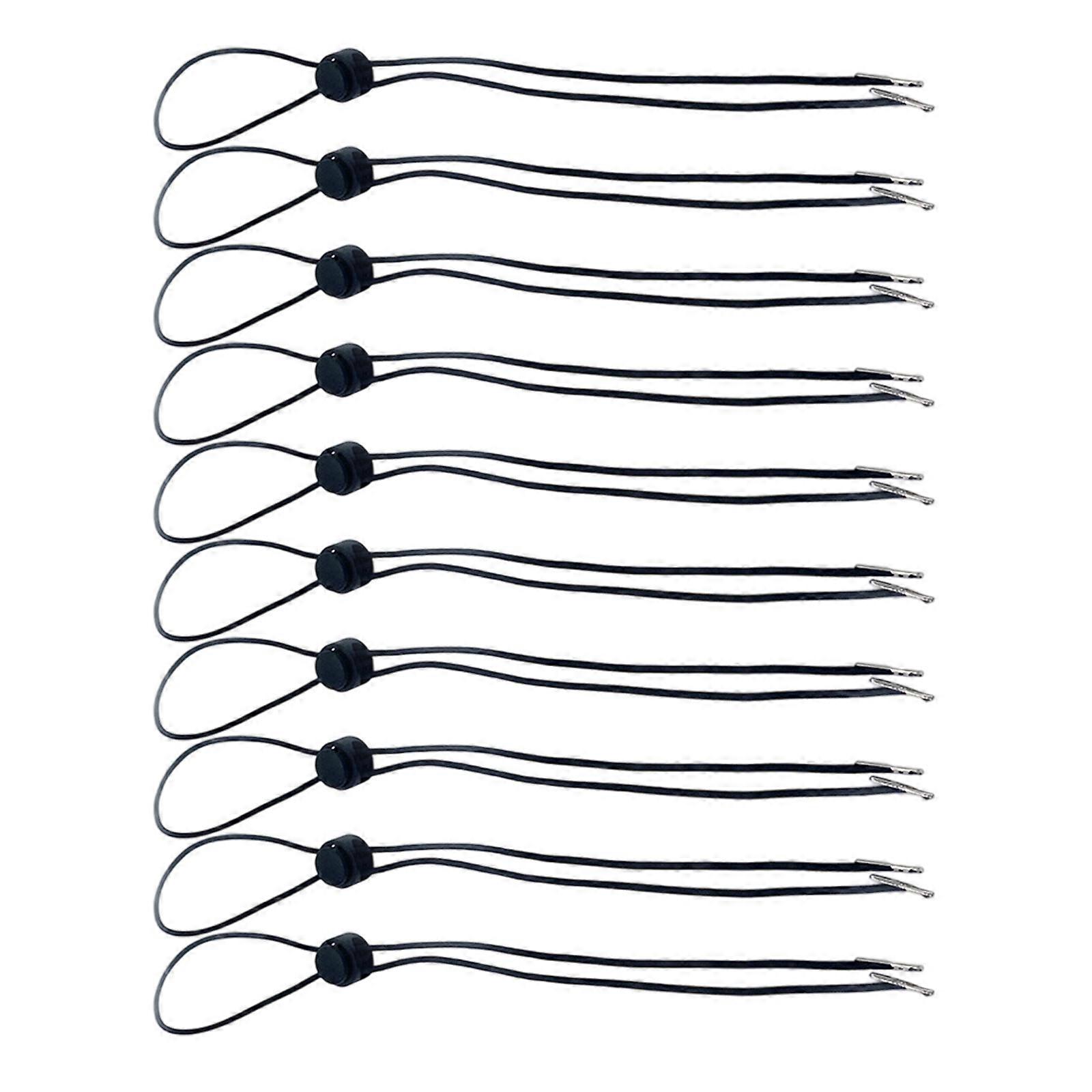 Pack Of 10 Black Elastic Hat Chin Cord Adjustable Removable Strap With Spring Lock Multicolor