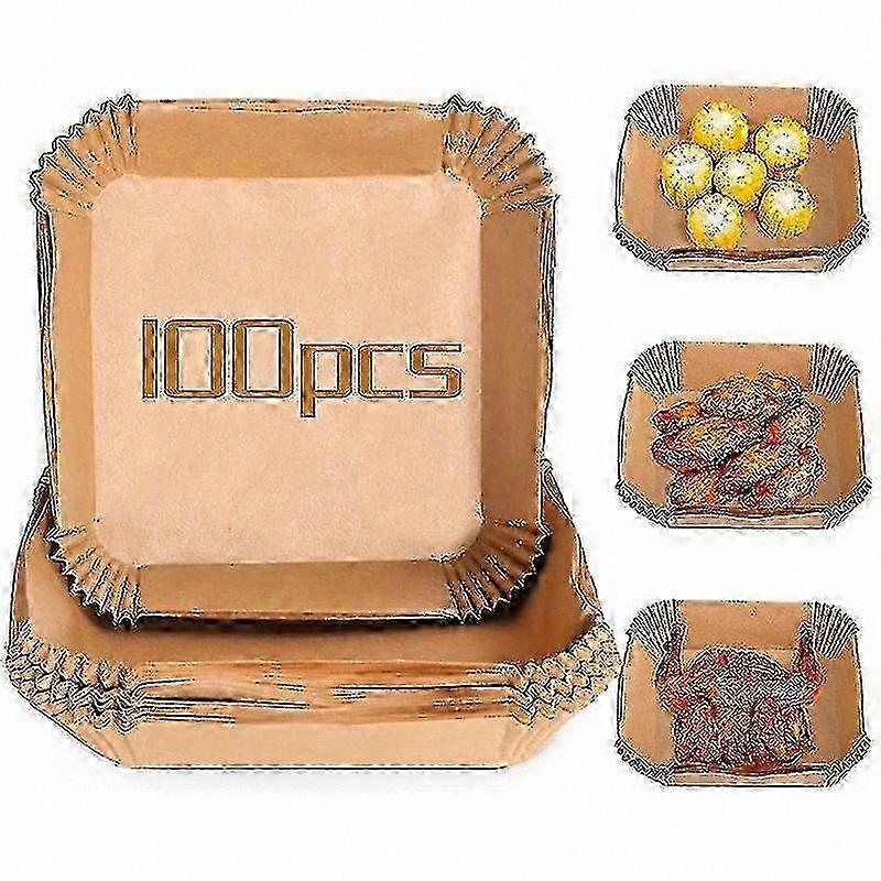 Non-Stick Baking Mat and Oil-Proof Tray for Air Fryer Accessories, 100pcs Square Sheets