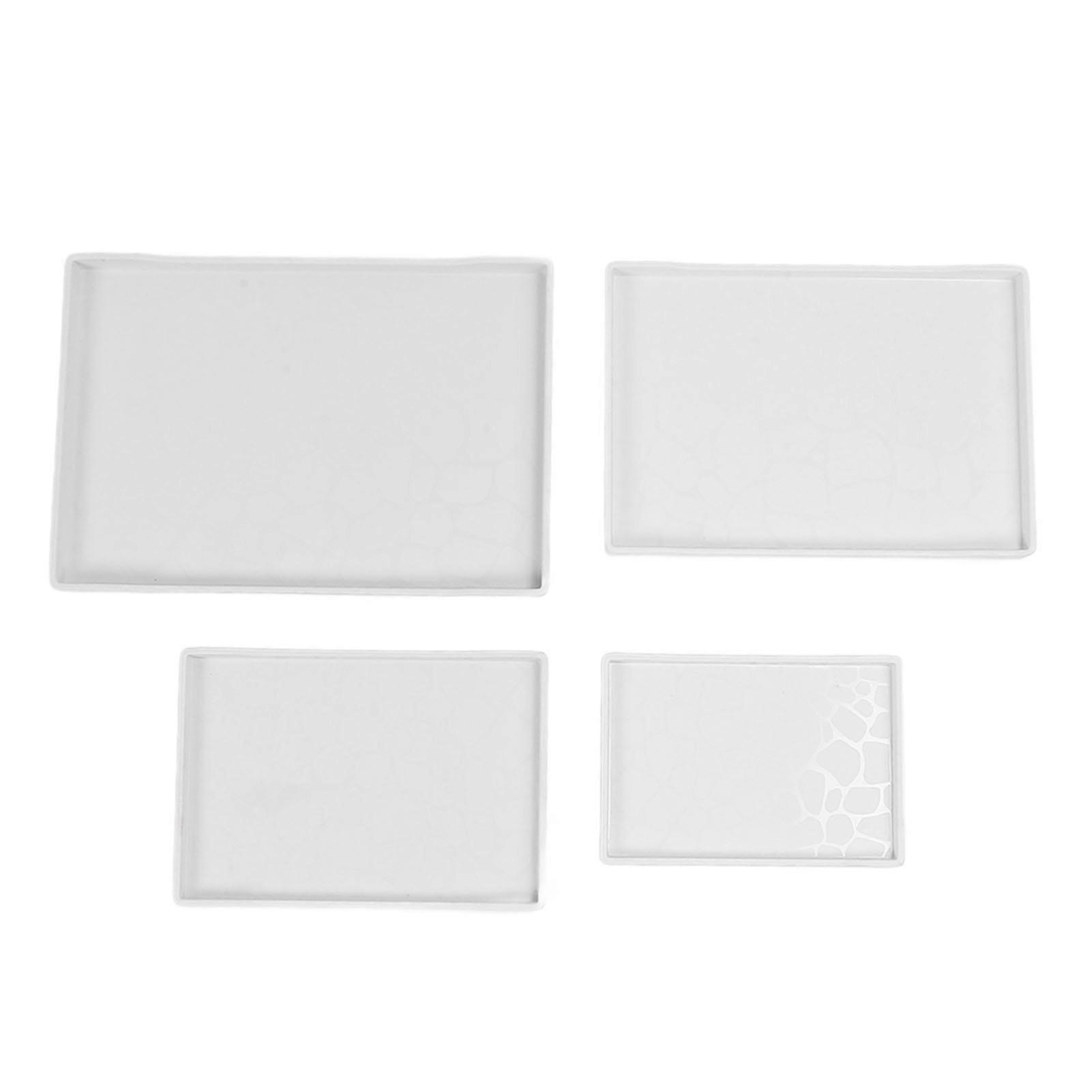 4PCS Plastic Tray Lightweight Multifunction Rectangular Fruit Trays Serving Platters Set for Tea Snack