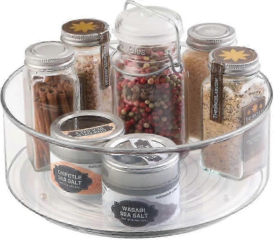 Kitchen Shelf - Practical Spices Shelf For Kitchen Cupboard - Plastic Rotary Doorstep With Extra, Transparent Edge