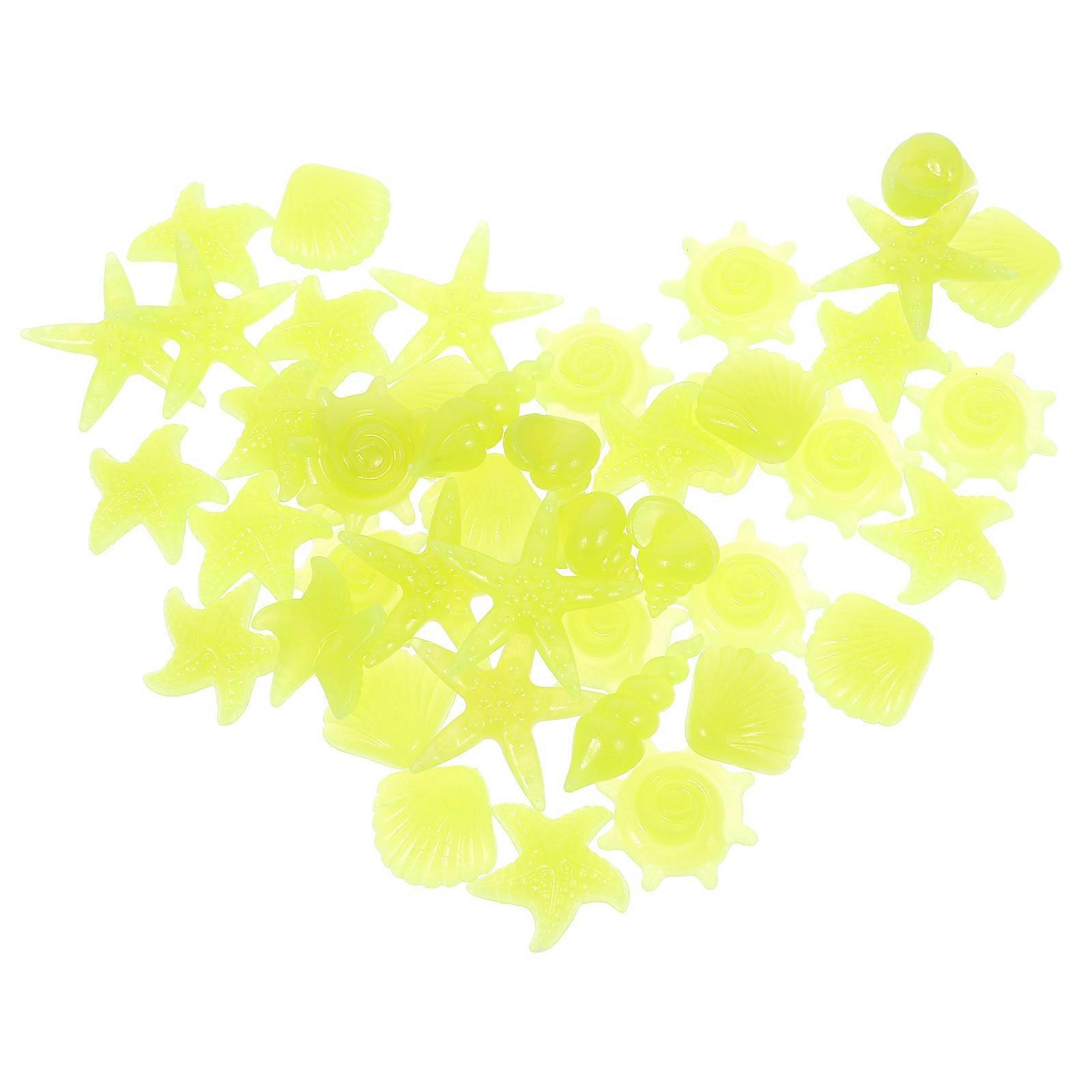 Luminous Gravel Landscape Stones Decorative Rocks for Aquarium Enthusiasts 2.6x2.3cm Yellow Resin 50Pcs