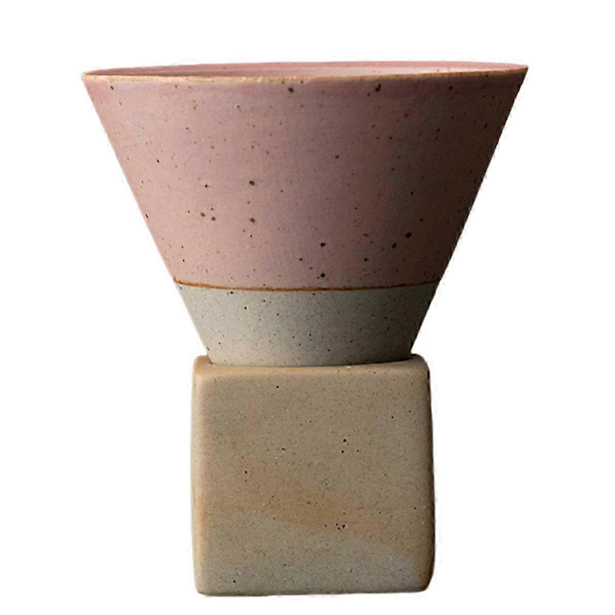 Retro Ceramic Coffee Cup Rough Pottery Tea Cup,Pink