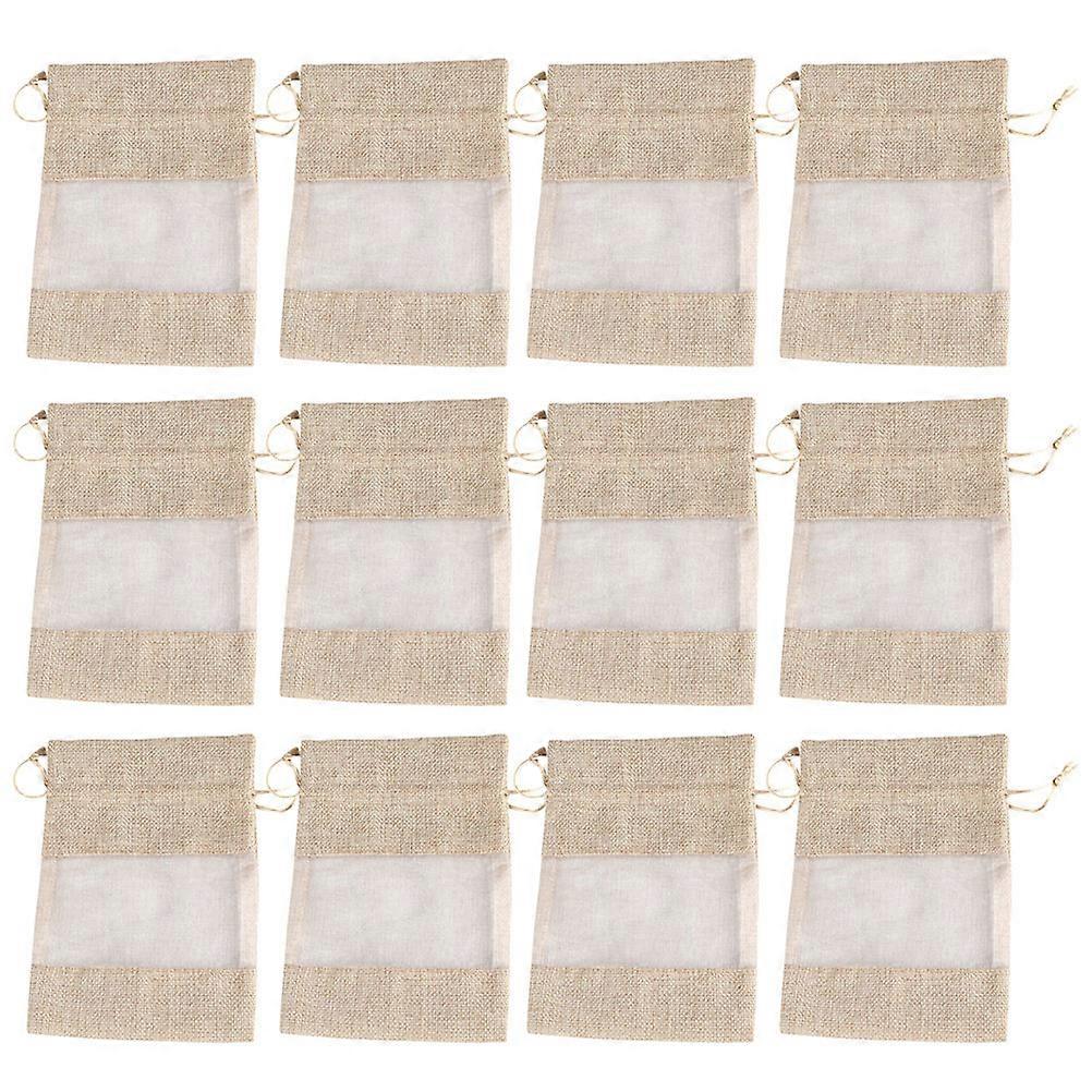 Gift Bags Linen Drawstring Bags for Storage 12Pcs Assorted Color Pouches