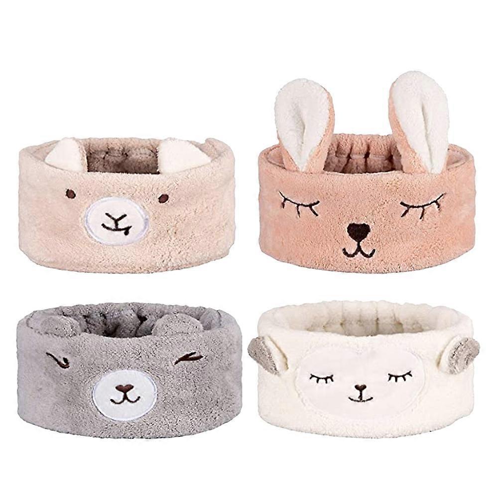 Animal Headband Plush Headbands for Yoga 4Pcs Elastic Plush Material