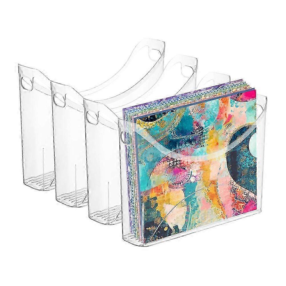 Plastic Scrapbook Storage Organizer with Handle - 4 Pack for Vinyl Sheets & Scrapbook Paper
