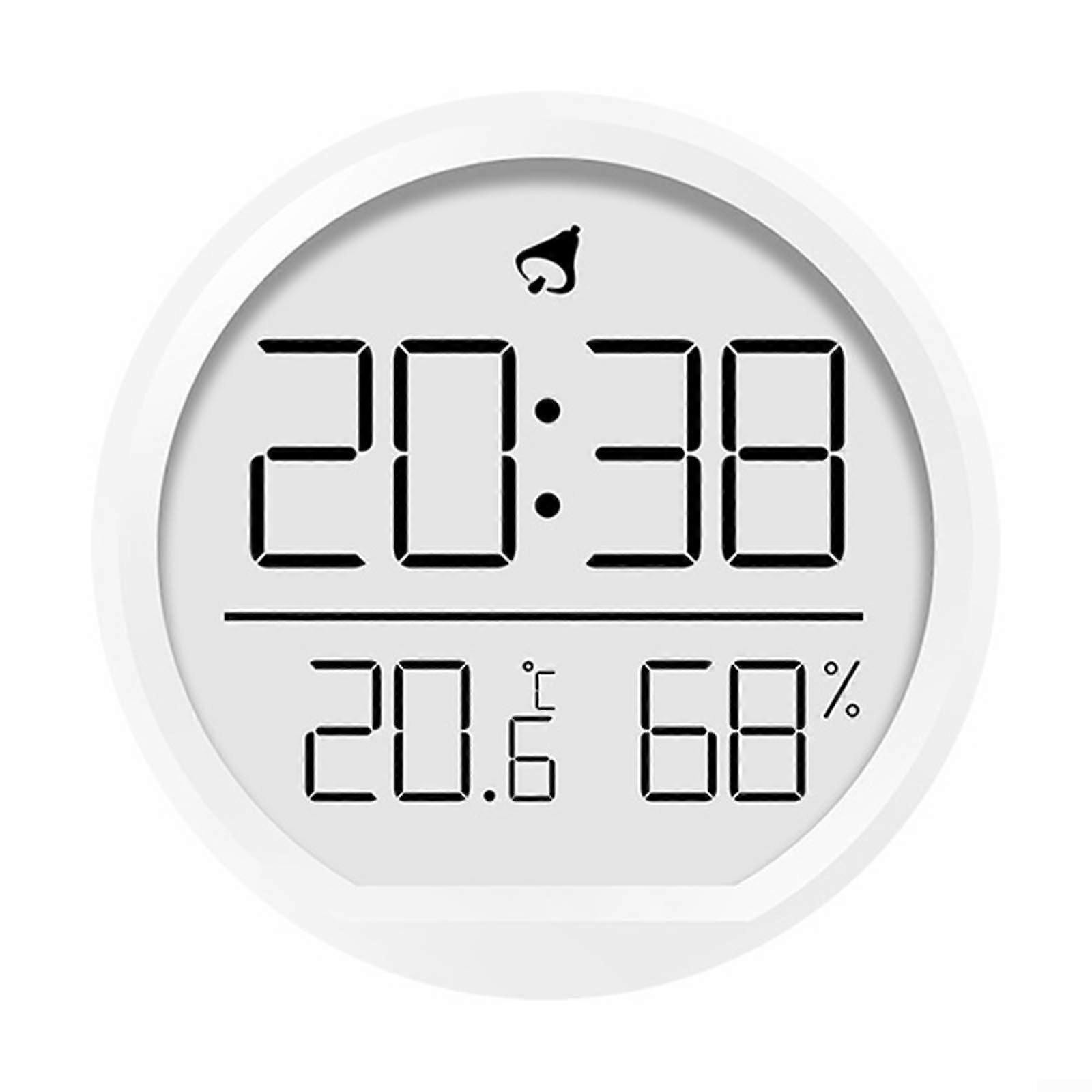 User Friendly Indoor Clock With Date Time Temperature Humidity Display White