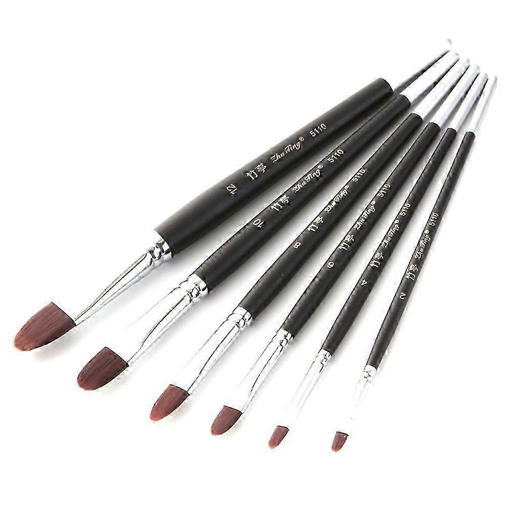 2025 أحدث طراز 6 قطع مقبض خشبي نايلون شعر غواش فرش مجموعة زيت