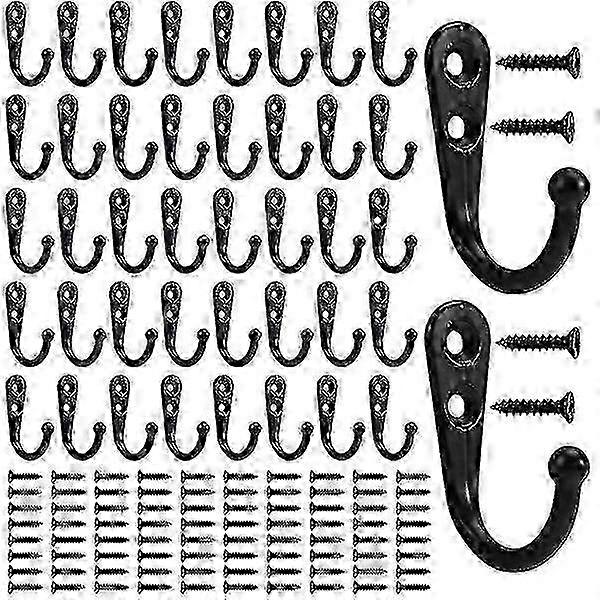 40pack Black Hooks Wall Hooks Clothes Hooks Robe Hook Towel Hook Hat Hook