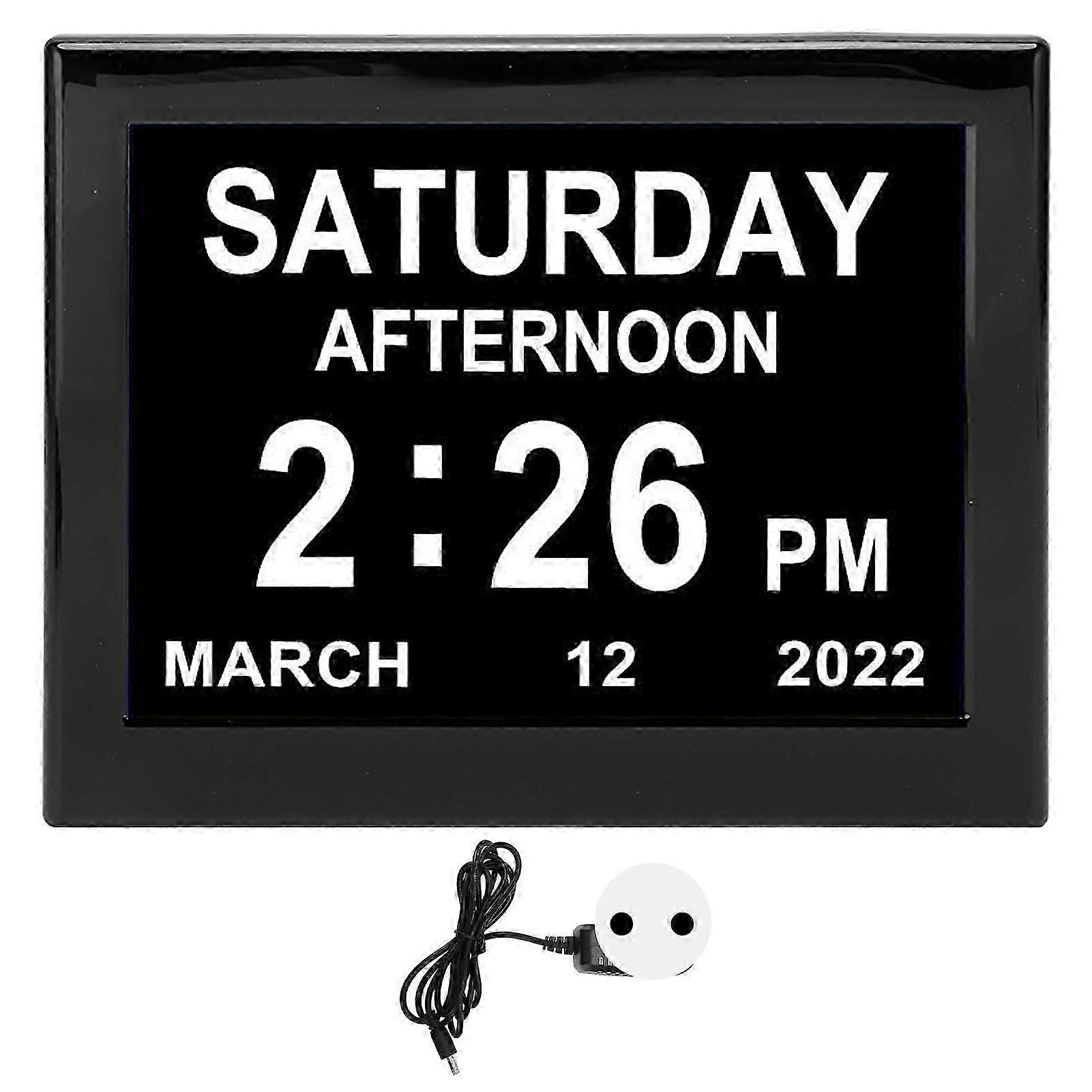 8 Inch Digital Calendar Clock with 3 Medication Reminders 12 Alarms 100-240V EU Plug