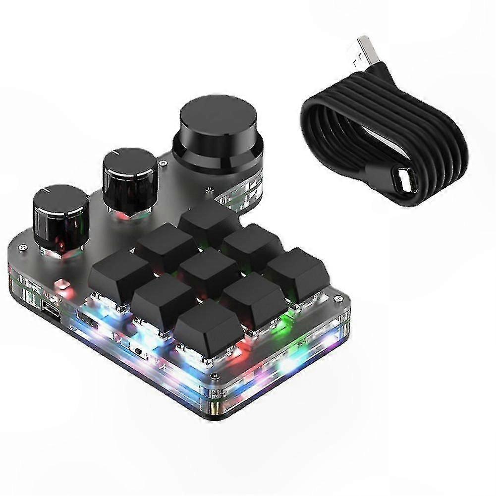Customizable RGB Mini Keyboard with Bluetooth, 3 Knob Macro Keys for Gaming and Programming